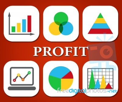 Profit Charts Represents Earnings Graphics And Graph Stock Image