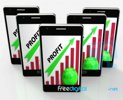 Profit Graph Phone Shows Sales Revenue And Return Stock Image