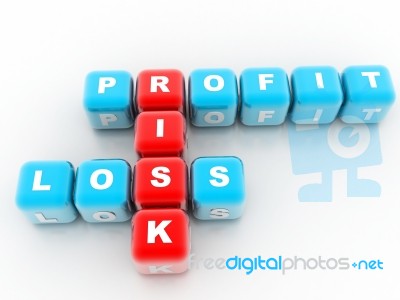 Profit, Loss And Risk Crossword Stock Image