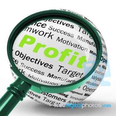 Profit Magnifier Definition Means Company Growth Or Performance Stock Image