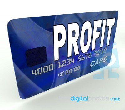 Profit On Credit Debit Card Shows Earn Money Stock Image