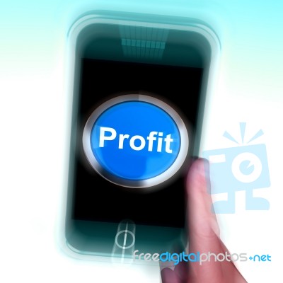 Profit On Mobile Phone Shows Profitable Incomes And Earnings Stock Image