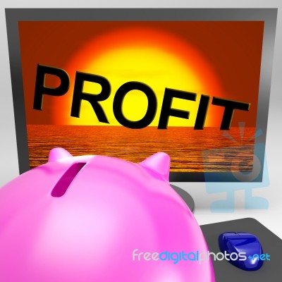 Profit Sinking On Monitor Shows Unprofitable Trading Stock Image