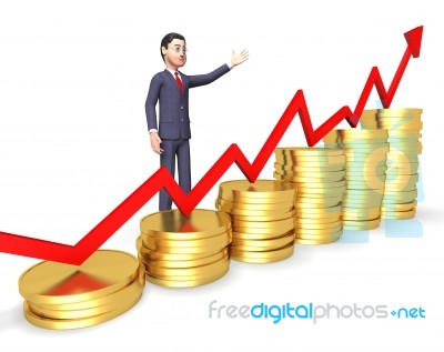 Profits Businessman Means Winner Victory And Earning 3d Renderin… Stock Image