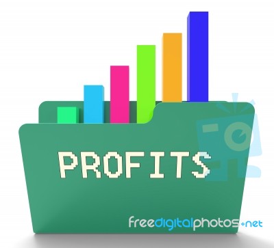 Profits File Shows Business Graph And Binder 3d Rendering Stock Image