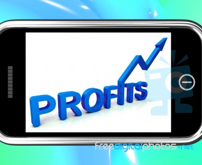 Profits On Smartphone Showing Monetary Increase Stock Image