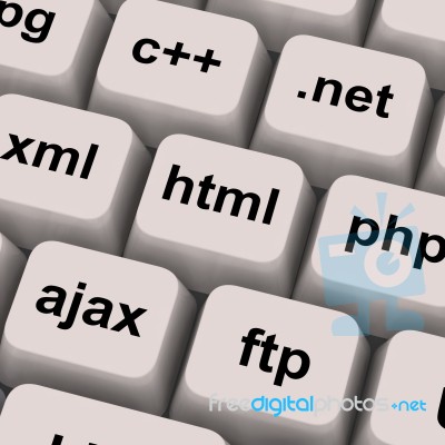 Programming Languages On Keys Stock Image