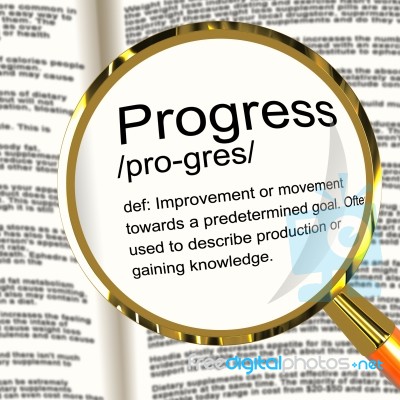 Progress Definition Magnifier Stock Image