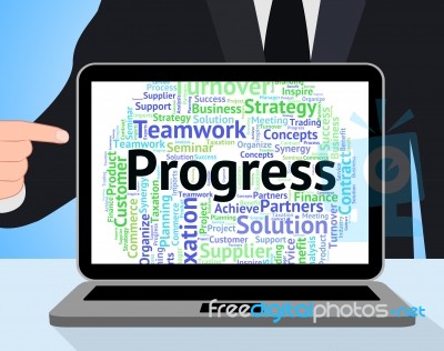 Progress Word Means Progression Betterment And Wordcloud Stock Image