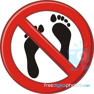 Prohibition Of Walking Barefoot Stock Image