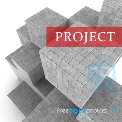 Project Blocks Indicates Mission Plan 3d Rendering Stock Image