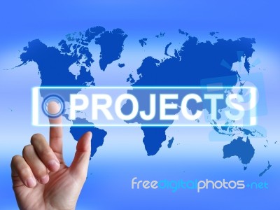 Projects Map Indicates International Or Internet Task Or Activit… Stock Image