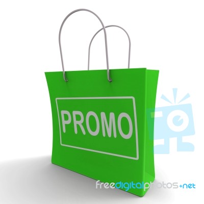 Promo Shopping Bag Shows Discount Reduction Or Save Stock Image