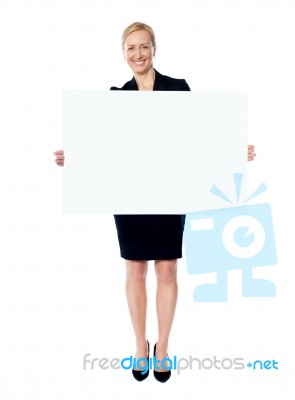 Promoter Holding Blank Banner Ad Stock Photo