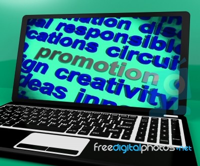 Promotion Screen Shows Marketing Campaign Or Promo Stock Image