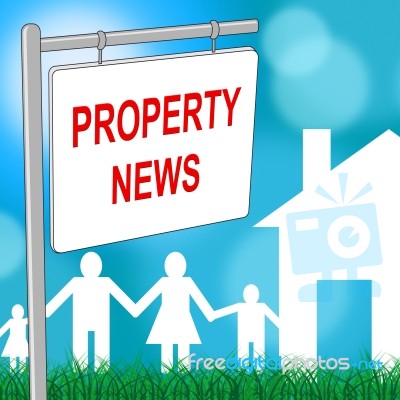 Property News Indicates Real Eestate And Advertisement Stock Image