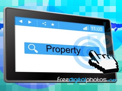 Property Online Shows World Wide Web And House Stock Image