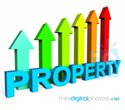 Property Value Increasing Shows On The Market And Building Stock Image