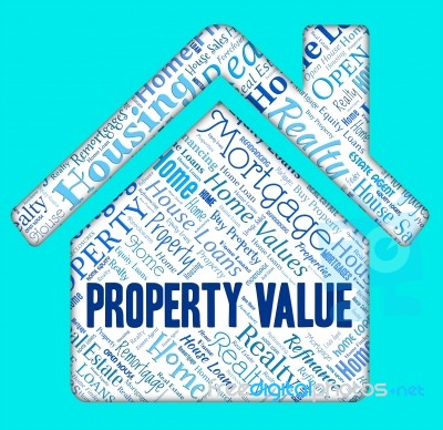 Property Value Shows Current Price And Charge Stock Image