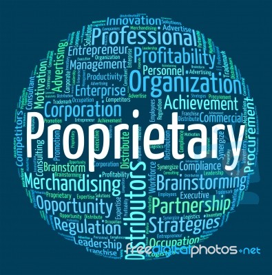 Proprietary Word Represents Right Wordcloud And Owner Stock Image