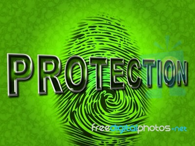 Protection Fingerprint Indicates Password Login And Private Stock Image