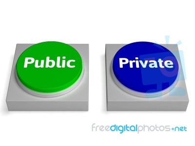 Public Private Buttons Shows Company Or Sector Stock Image