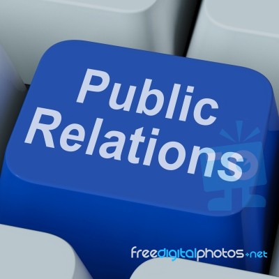Public Relations Key Means News Media Communication Online Stock Image