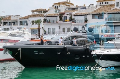 Puerto Banus, Andalucia/spain - July 6 : View Of The Harbour In Stock Photo