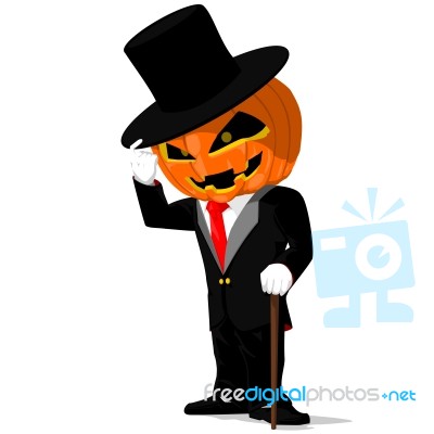 Pumpkin In Black Tuxedo Stock Image