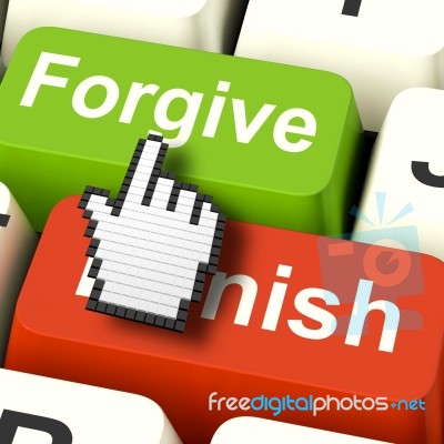 Punish Forgive Computer Shows Punishment Or Forgiveness Stock Image