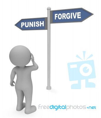 Punish Forgive Sign Means Let Off 3d Rendering Stock Image