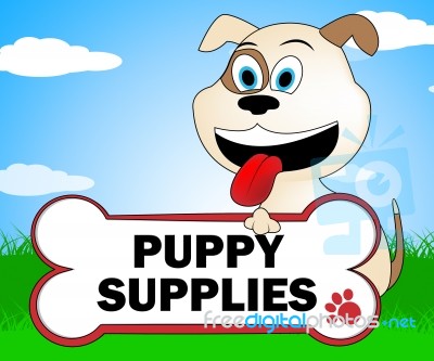 Puppy Supplies Indicates Canines Canine And Merchandise Stock Image