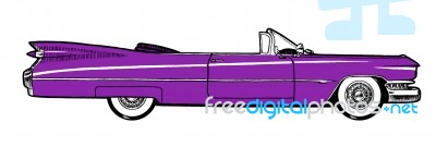 Purple Classic Retro Car Isolated On White Background Stock Image