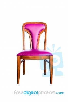 Purple Leather Chair Isolated On White With Clipping Path Stock Photo