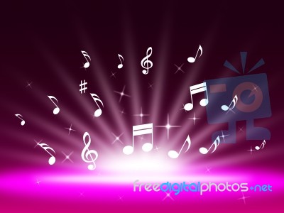 Purple Music Backgrond Shows Singing Melody And Pop Stock Image