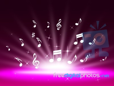 Purple Music Backgrond Shows Singing Melody And Pop
 Stock Image