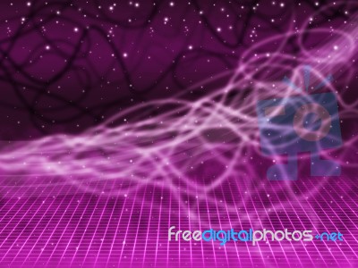 Purple Squiggles Background Means Tangled Lines And Stars
 Stock Image