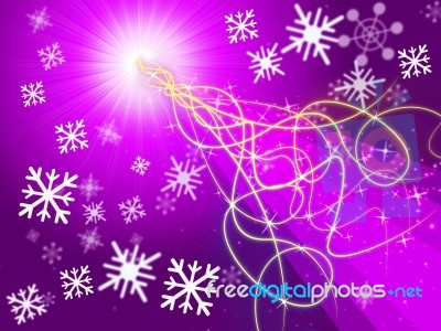 Purple Squiggles Background Shows Pattern And Snowflakes Stock Image