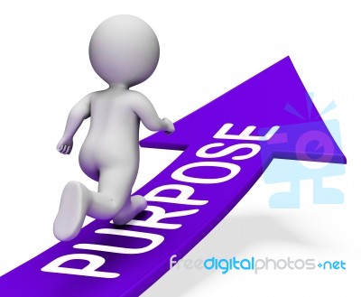 Purpose Arrow Means Aim Aims And Man 3d Rendering Stock Image