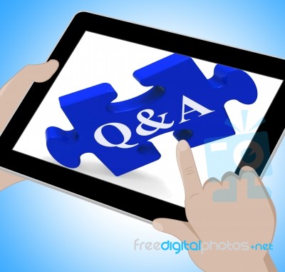 Q&a Tablet Shows Site Questions Answers And Information Stock Image