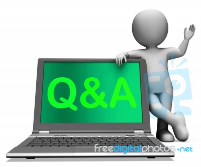 Q&a Laptop Shows Question And Answer Online Stock Image