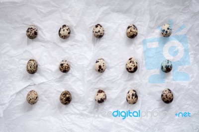 Quail Eggs Flat Lay Still Life With Food Stylish Stock Photo