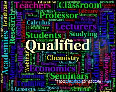 Qualified Word Shows Adept Text And Professional Stock Image