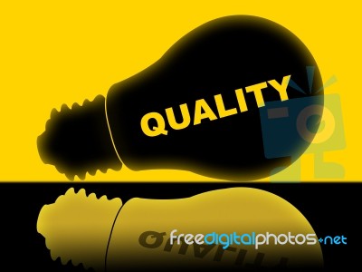 Quality Lightbulb Indicates Check Approved And Certified Stock Image
