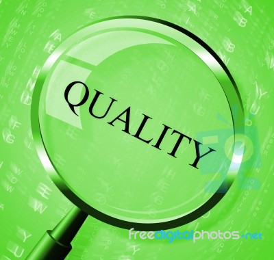 Quality Magnifier Means Searching Satisfied And Magnification Stock Image