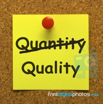 Quality Note With Pushpin Stock Photo
