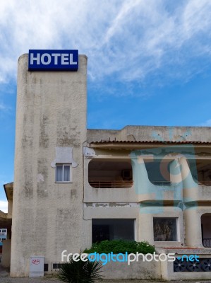 Quarteira, Southern Algarve/portugal - March 7 : Derelict Hotel Stock Photo