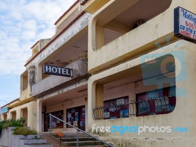 Quarteira, Southern Algarve/portugal - March 7 : Derelict Hotel Stock Photo