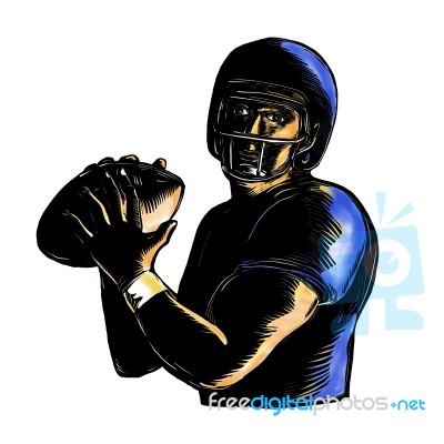Quarterback Throw Ball Scratchboard Stock Image