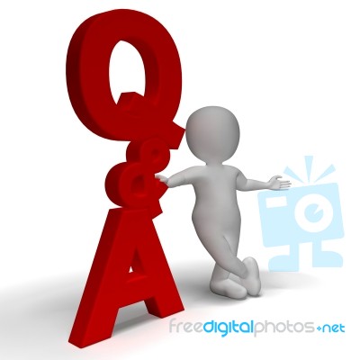 Question And Answer Q&a Sign And 3d Character Is Symbol For Supp Stock Image